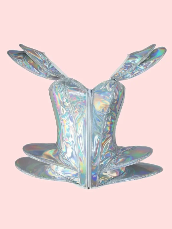 Shiny PU Leather Cyberpunk Corset Top – Bold Halloween Cosplay & Stage Performance Outfit