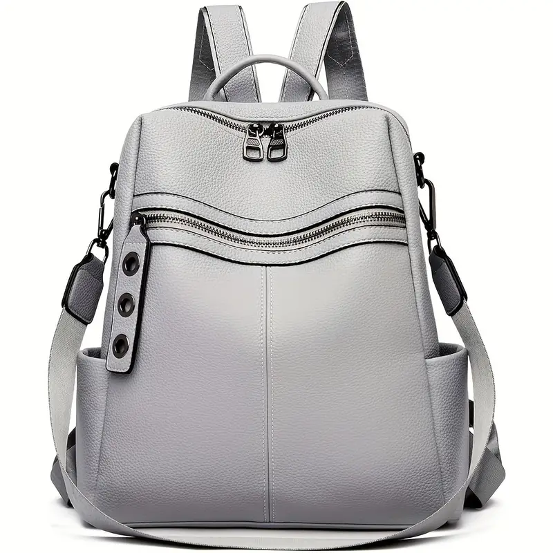 Women’s PU leather backpack purse that converts into a shoulder handbag, satchel, or rucksack. Stylish and functional design for travel and casual outings.