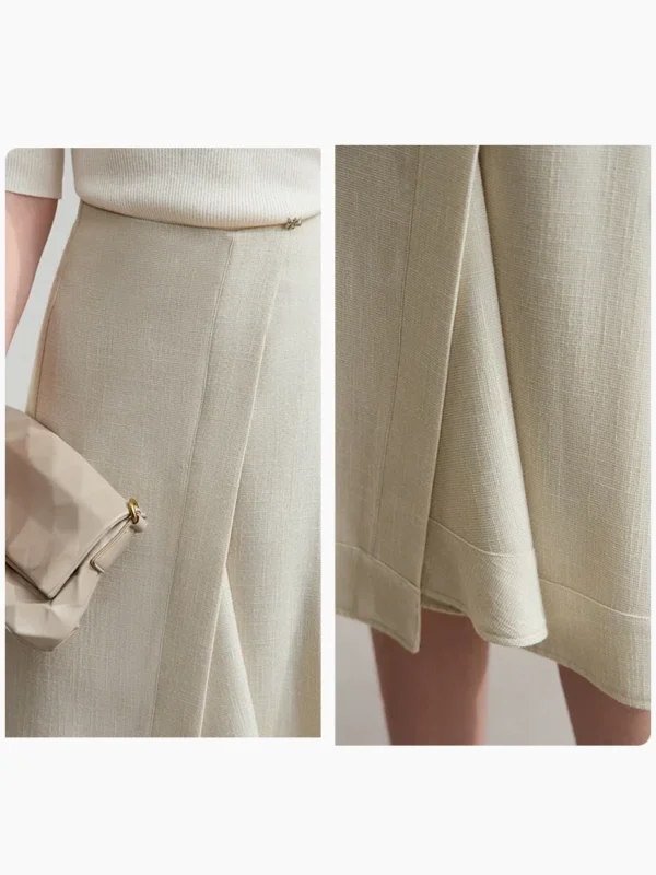 Minimalist Asymmetrical A-Line Skirt – Solid Color Knee-Length - Image 6