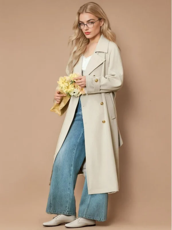 Plus Size Women's Casual Double Breasted Trench – Spring Fashionable Long Loose Trench Coat - Image 3