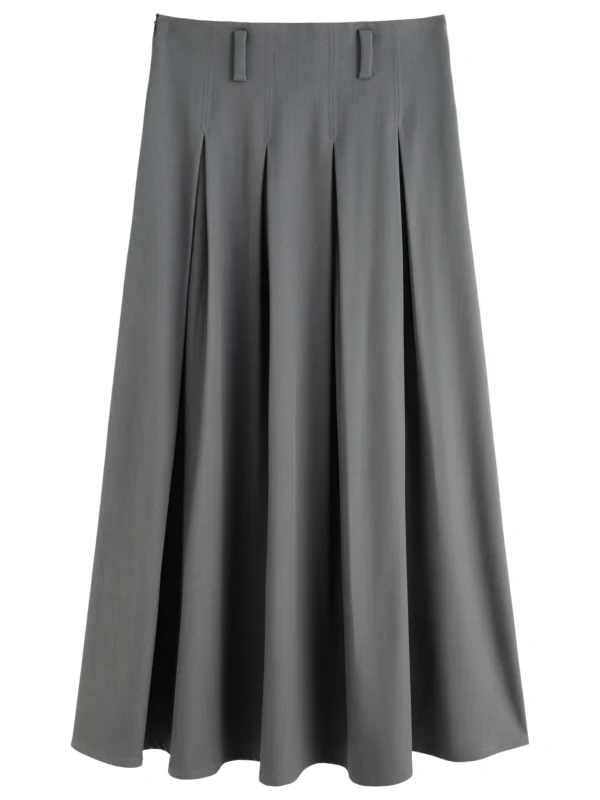 Women's Pleated High Waist A-line Umbrella Skirt – Spring College Style - Image 5