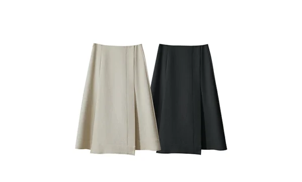 Minimalist Asymmetrical A-Line Skirt – Solid Color Knee-Length - Image 7