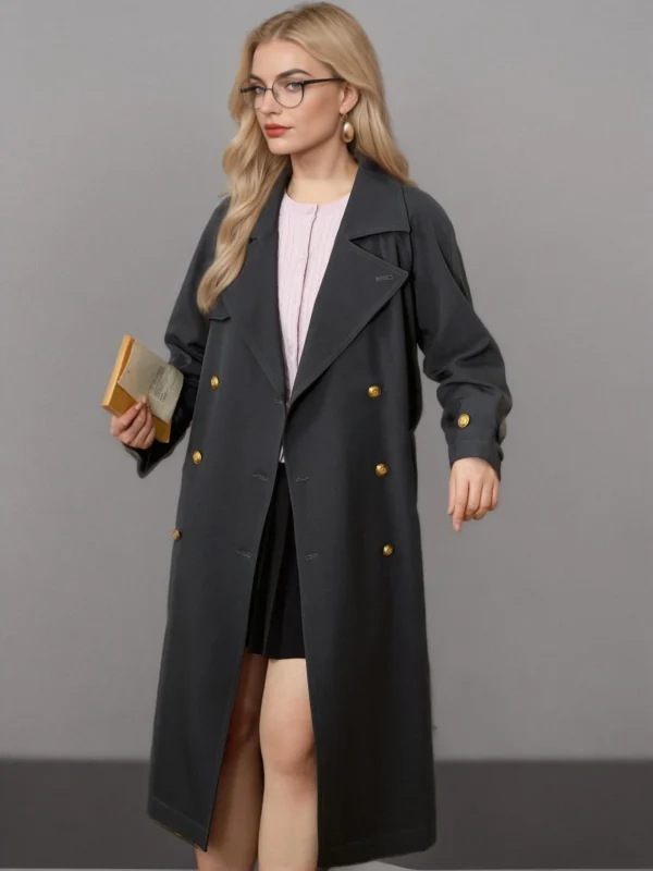 Plus Size Women's Casual Double Breasted Trench – Spring Fashionable Long Loose Trench Coat - Image 5