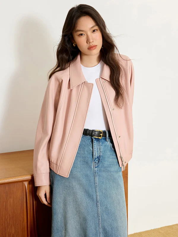 Women's Retro Loose Leather Jacket – Spring Office Lady Casual Fashion - Image 6