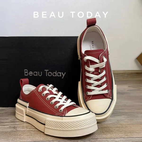 Split Leather Canvas Shoes