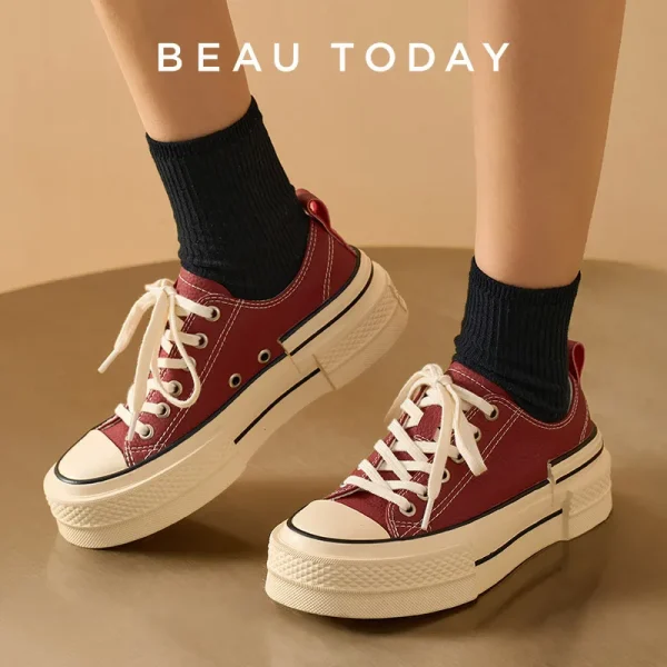 Split Leather Canvas Shoes - Image 2