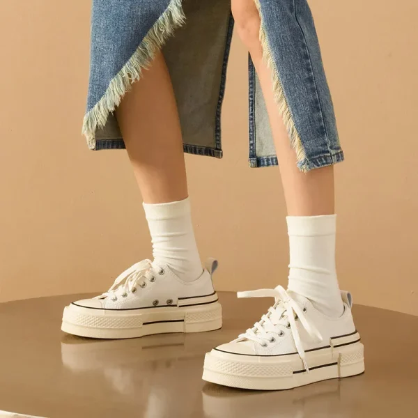 Split Leather Canvas Shoes - Image 5