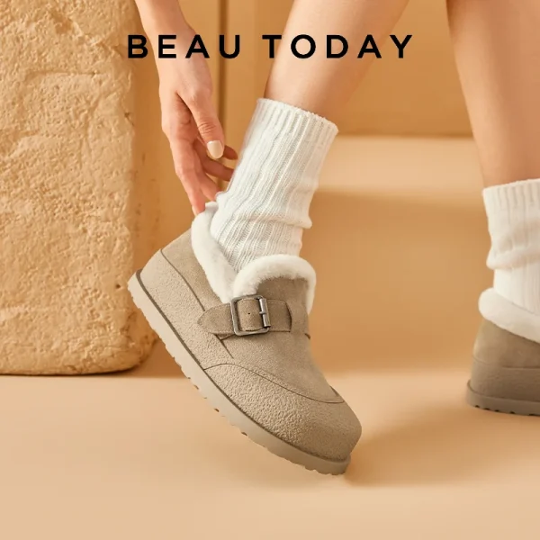 Cow Suede Winter Flats - Image 2